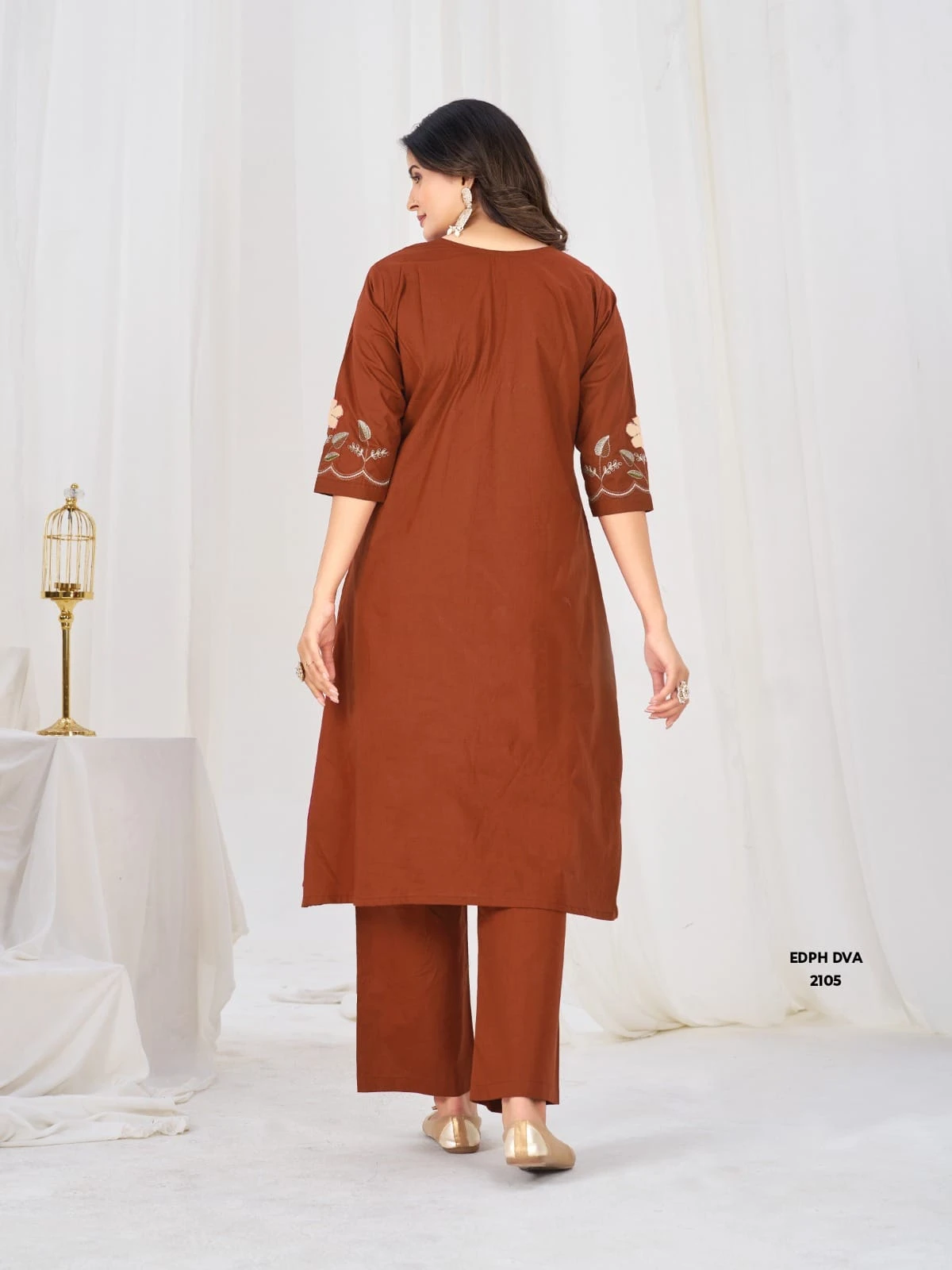 VARAMYA Women's Pure Cotton Pintuck Detailing Kurta Set with Dupatta.